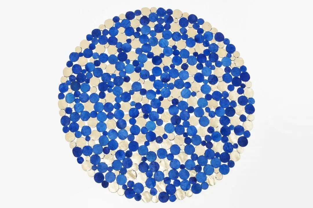 KARE Teppich Circle Blau-Gold 61306