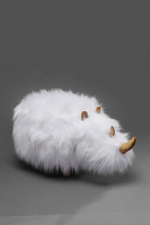 KARE Hocker Rhino Fur Weiß 83279