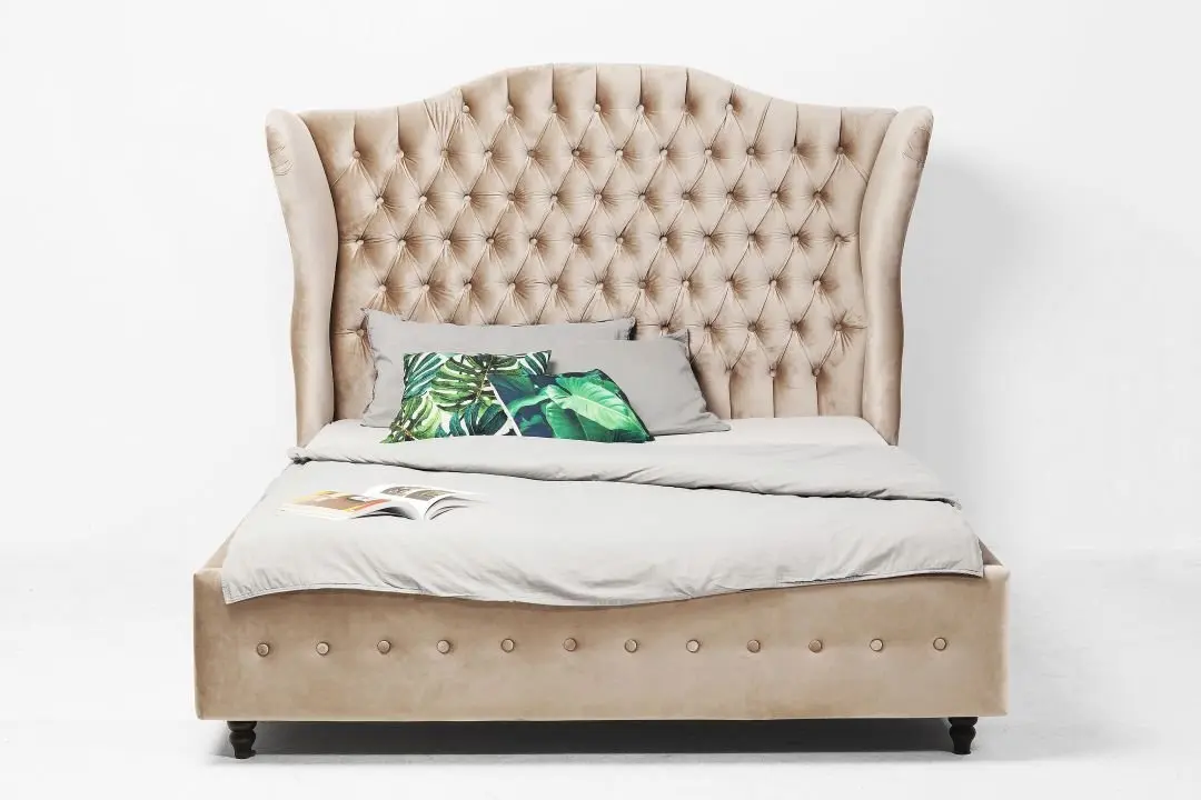 KARE Bett City Spirit Velvet Ecru 84034